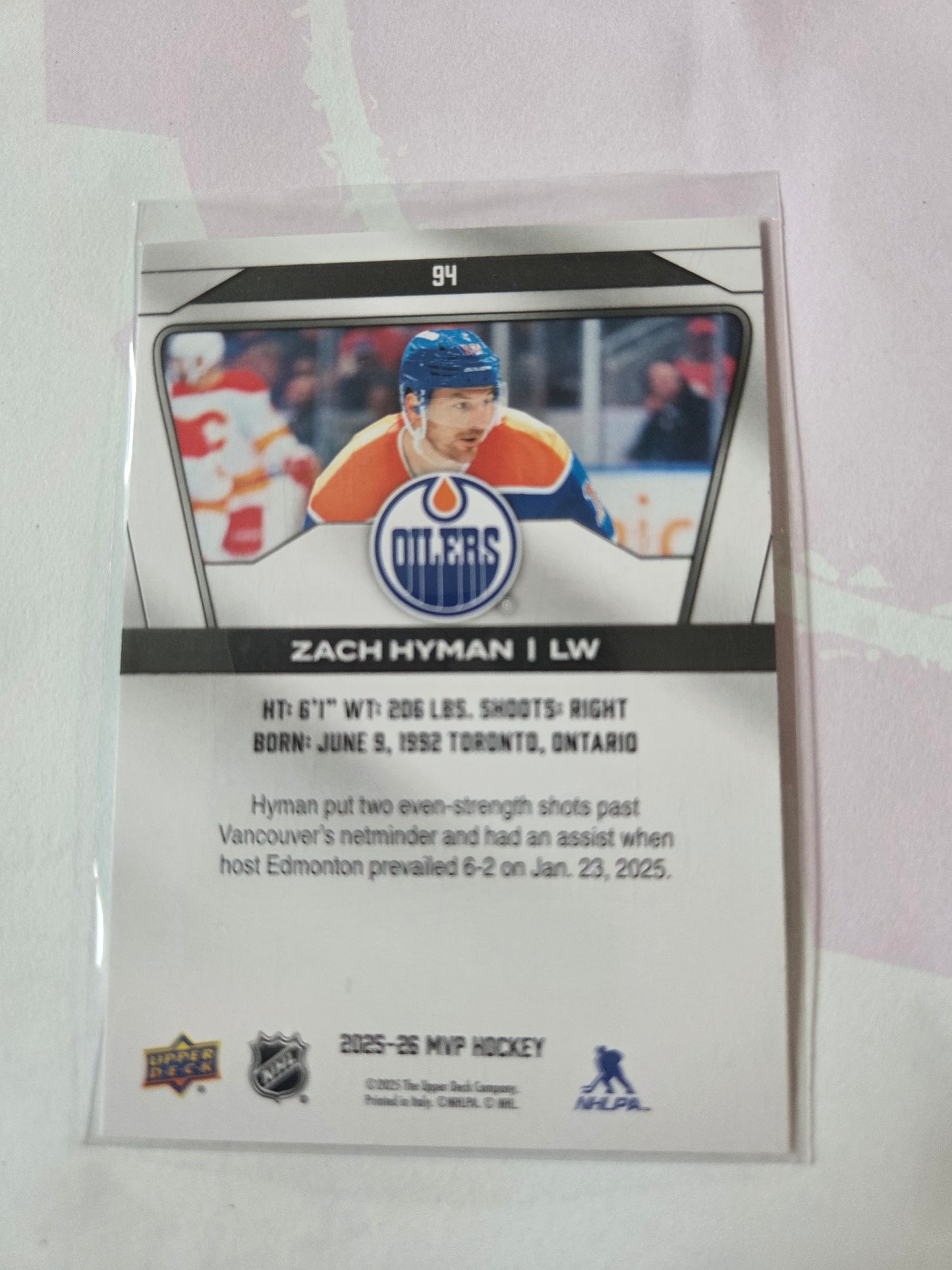 Zach Hyman Upper Deck MVP Hockey #94 [Edmonton Oilers]