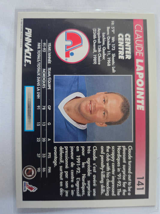 Claude Lapointe Pinnacle Hockey #141 [Quebec Nordiques]