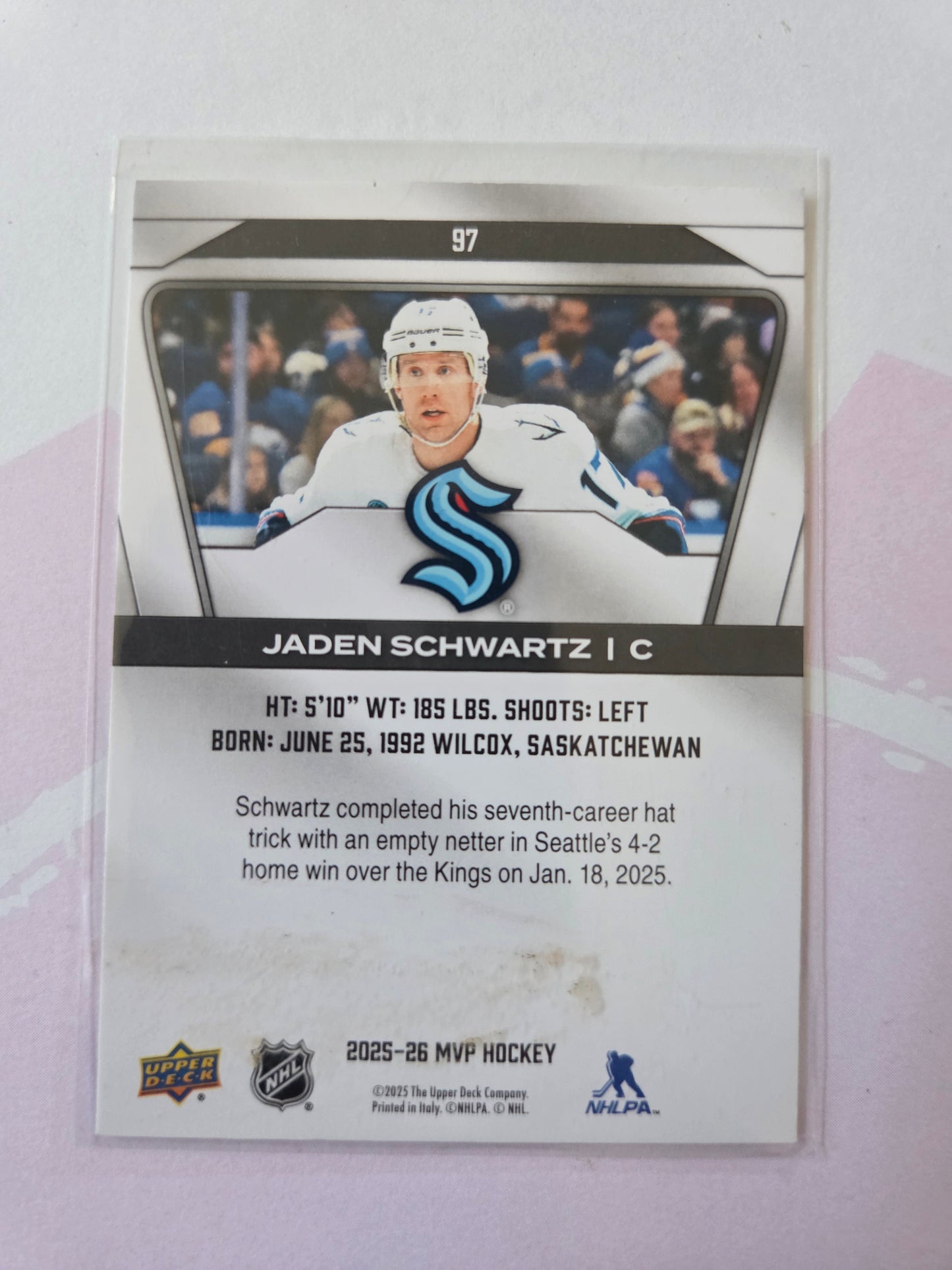 Jaden Schwartz Upper Deck MVP Hockey #97 [Seattle Kraken]
