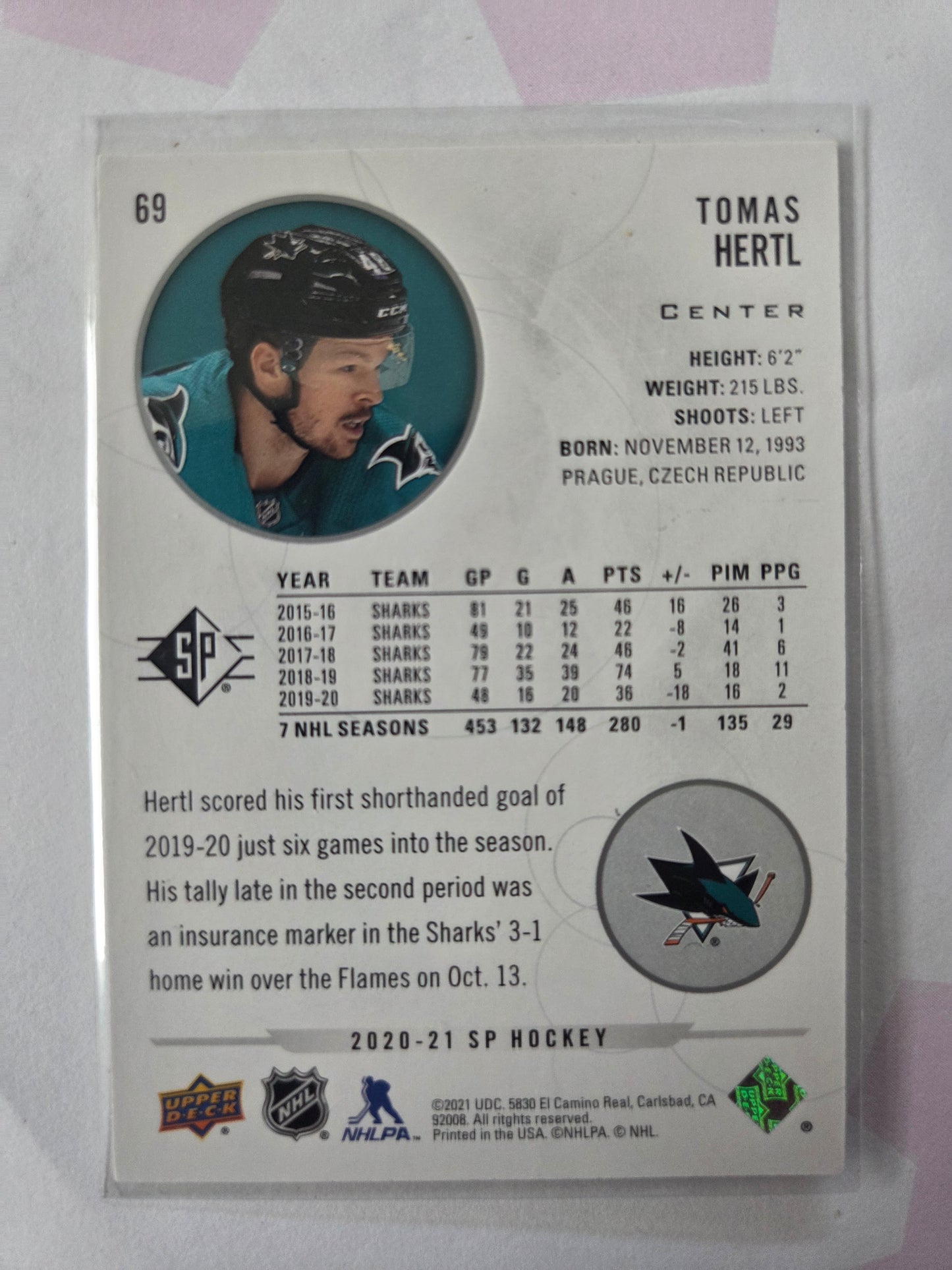 Tomas Hertl SP Hockey #69 [San Jose Sharks]