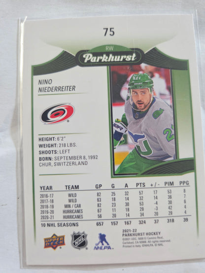 Nino Niederreiter Upper Deck Parkhurst Hockey #75 [Carolina Hurricanes]