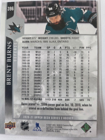 Brent Burns Upper Deck Series 2 #396 [San Jose Sharks]