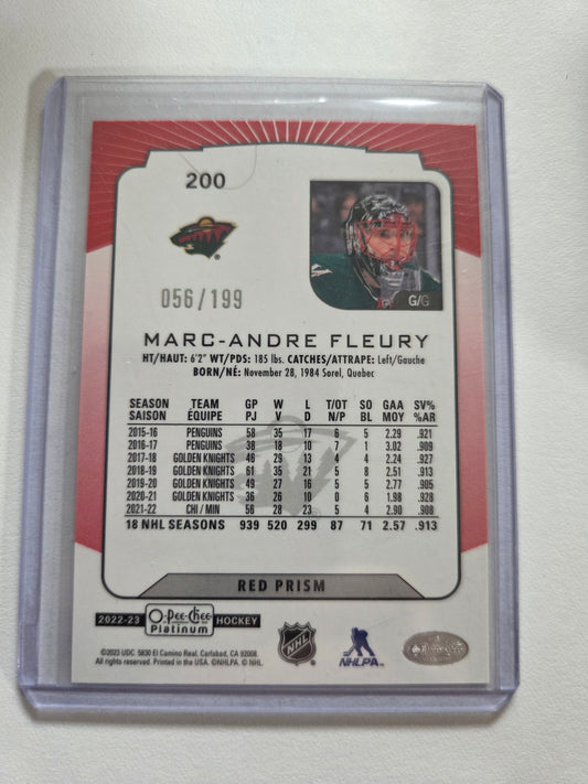 Marc-Andre Fleury Red Prism O-Pee-Chee Platinum 056/199 #200 [Minnesota Wild]