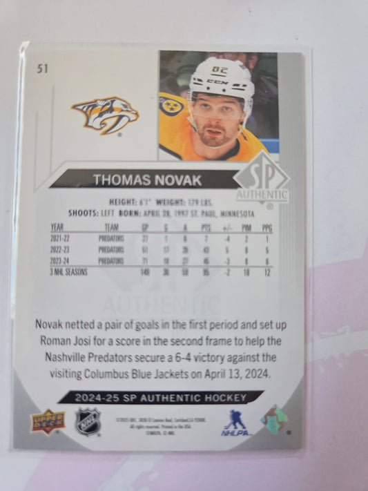 Thomas Novak SP Authentic Hockey #51 [Nashville Predators]