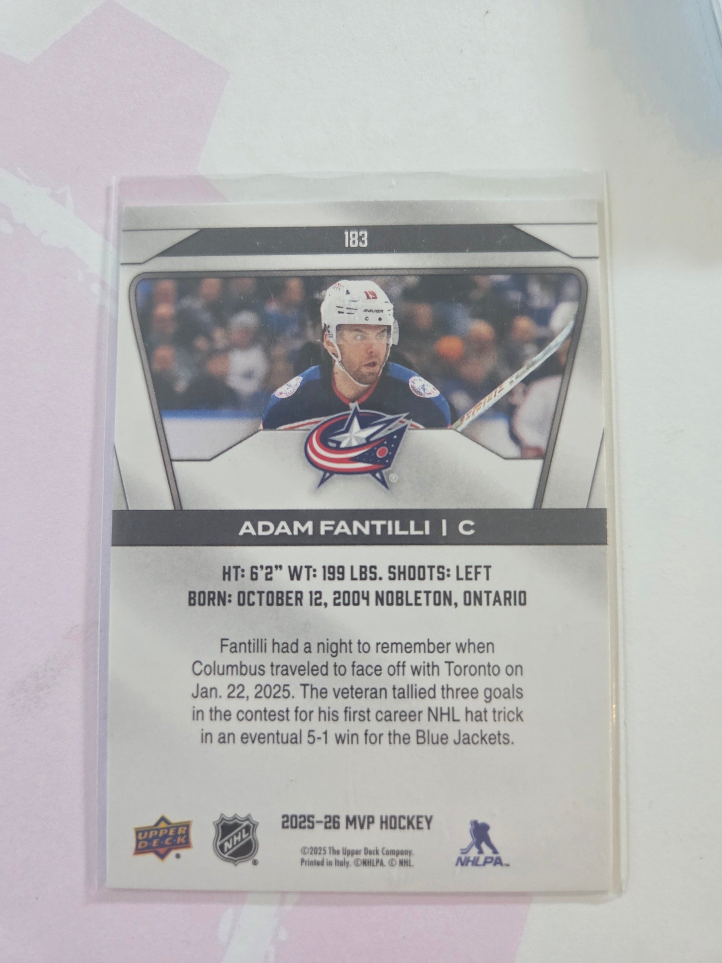 Adam Fantilli Upper Deck MVP Hockey #183 [Columbus Blue Jackets]