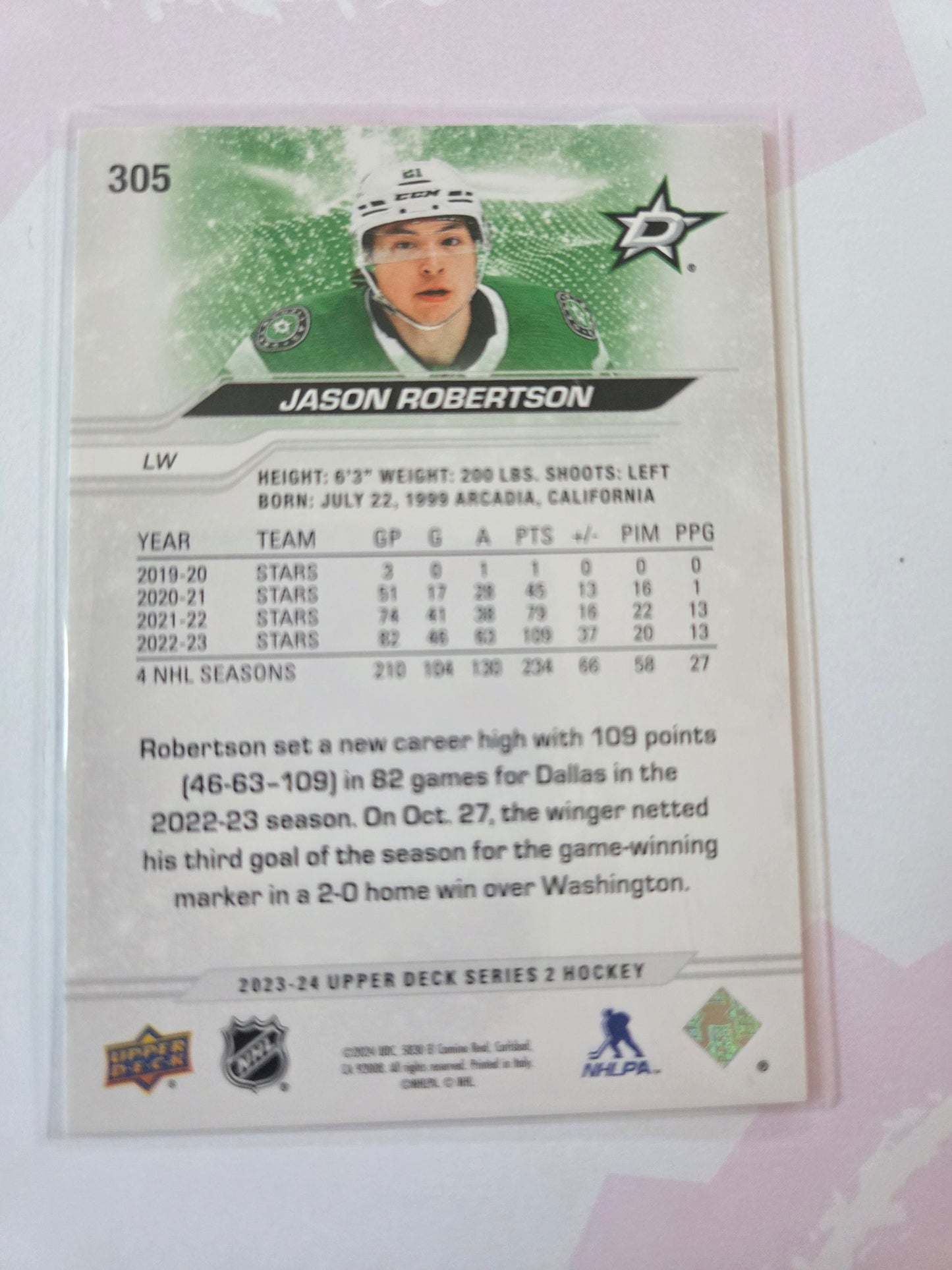 Jason Robertson Upper Deck Series 2 #305 [Dallas Stars]