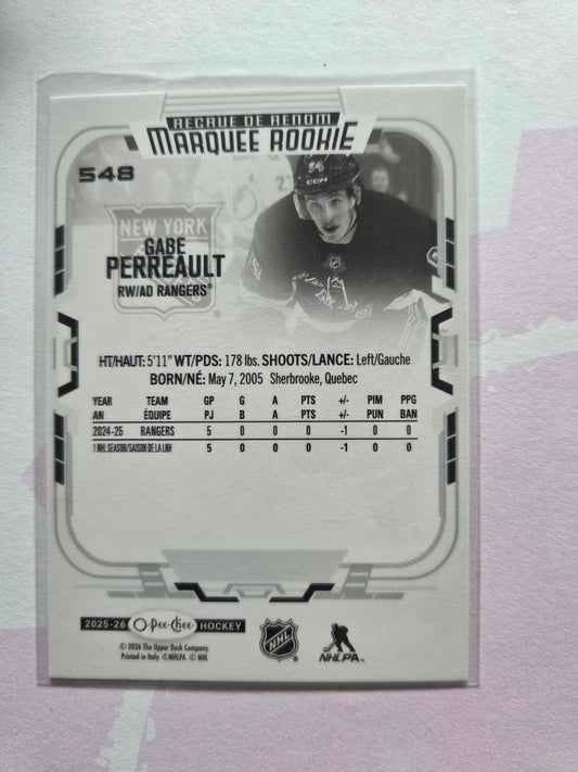 Gabe Perreault O-Pee-Chee Hockey Marquee Rookie #548 [New York Rangers]
