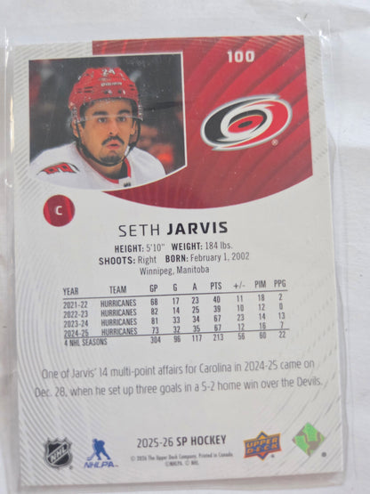 Seth Jarvis SP Hockey #100 [Carolina Hurricanes]