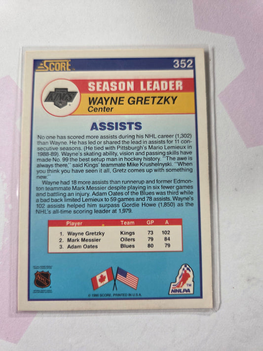 Wayne Gretzky 1990 NHL Score Assist Season Leaders #352 [Los Angeles Kings]