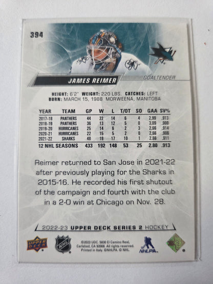 James Reimer Upper Deck Series 2 #394 [San Jose Sharks]