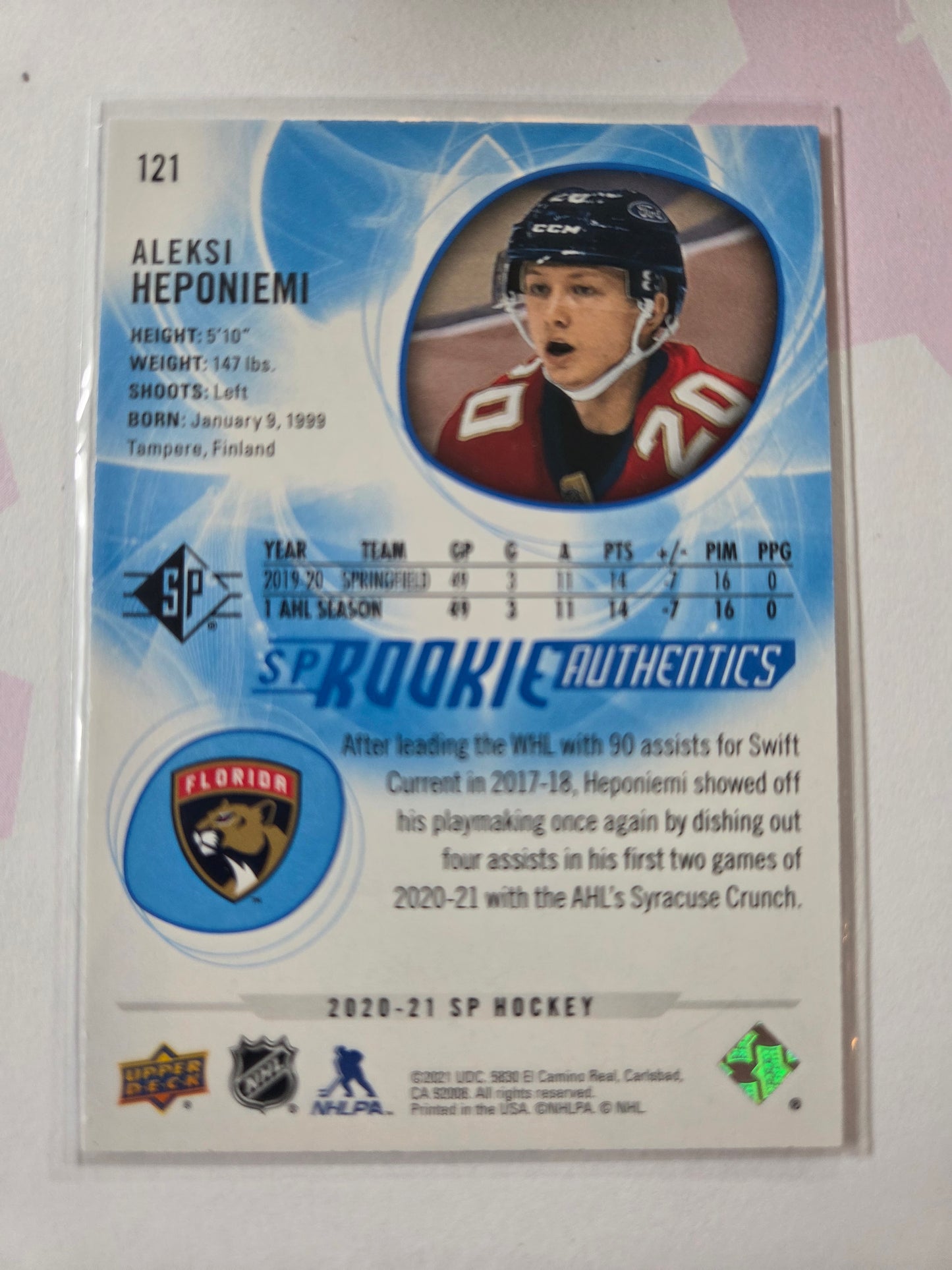 Aleksi Heponiemi Blue SP Rookie Authentics #121 [Florida Panthers]