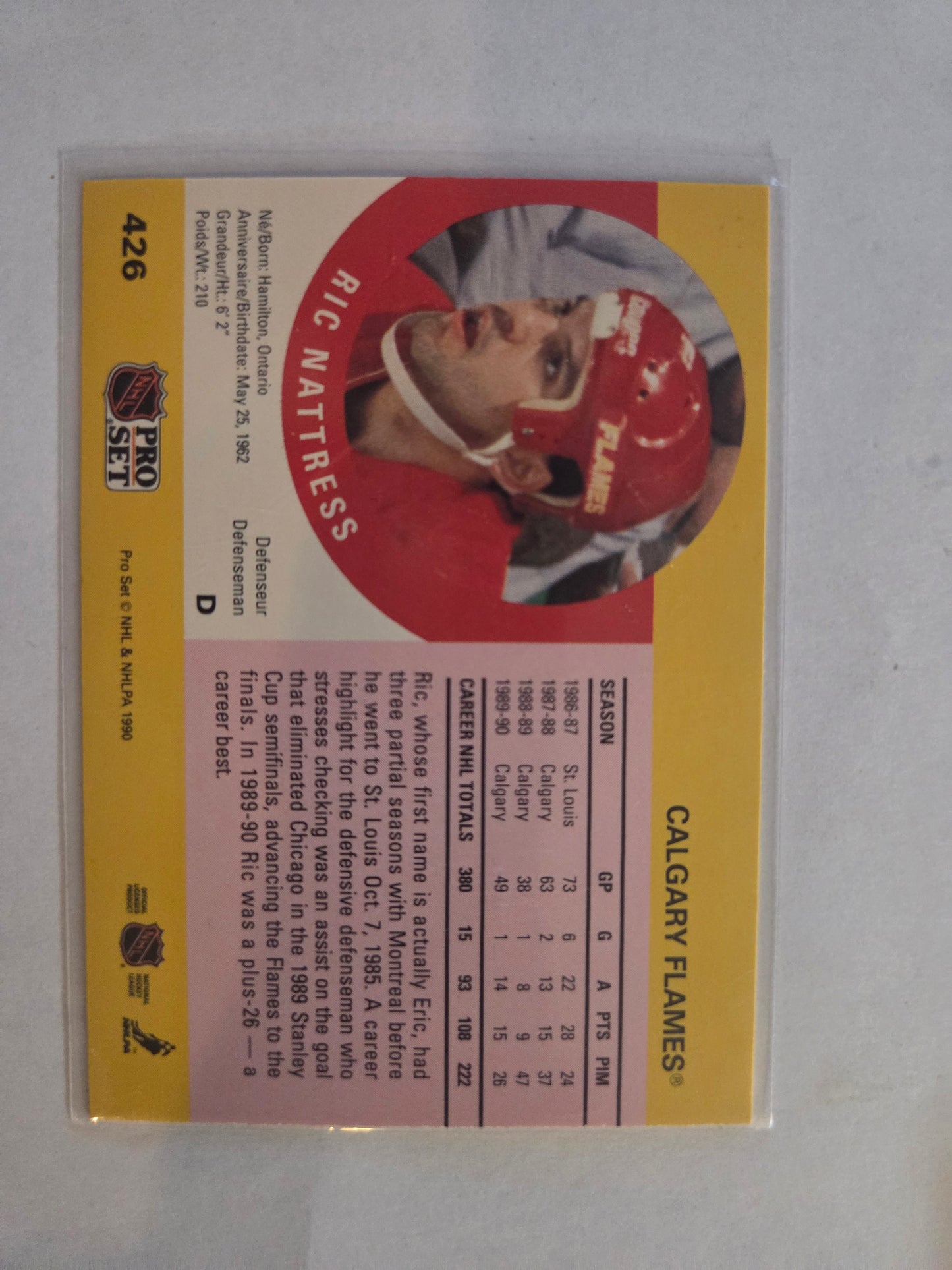 Ric Nattress NHL Pro Set #426 [Calgary Flames]