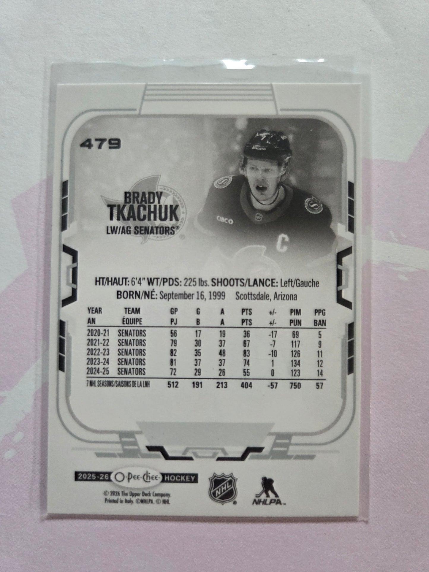 Brady Tkachuk O-Pee-Chee Hockey #479 [Ottawa Senators]