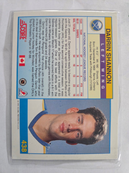 Darrin Shannon 1991 Score #438 [Buffalo Sabres]