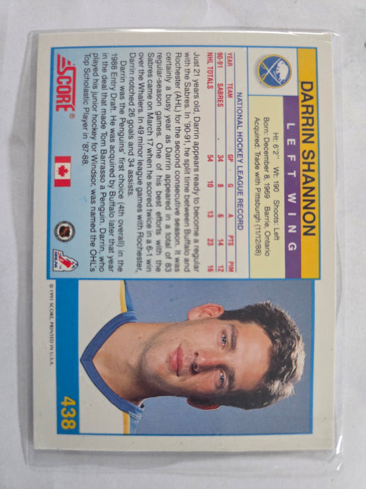 Darrin Shannon 1991 Score #438 [Buffalo Sabres]