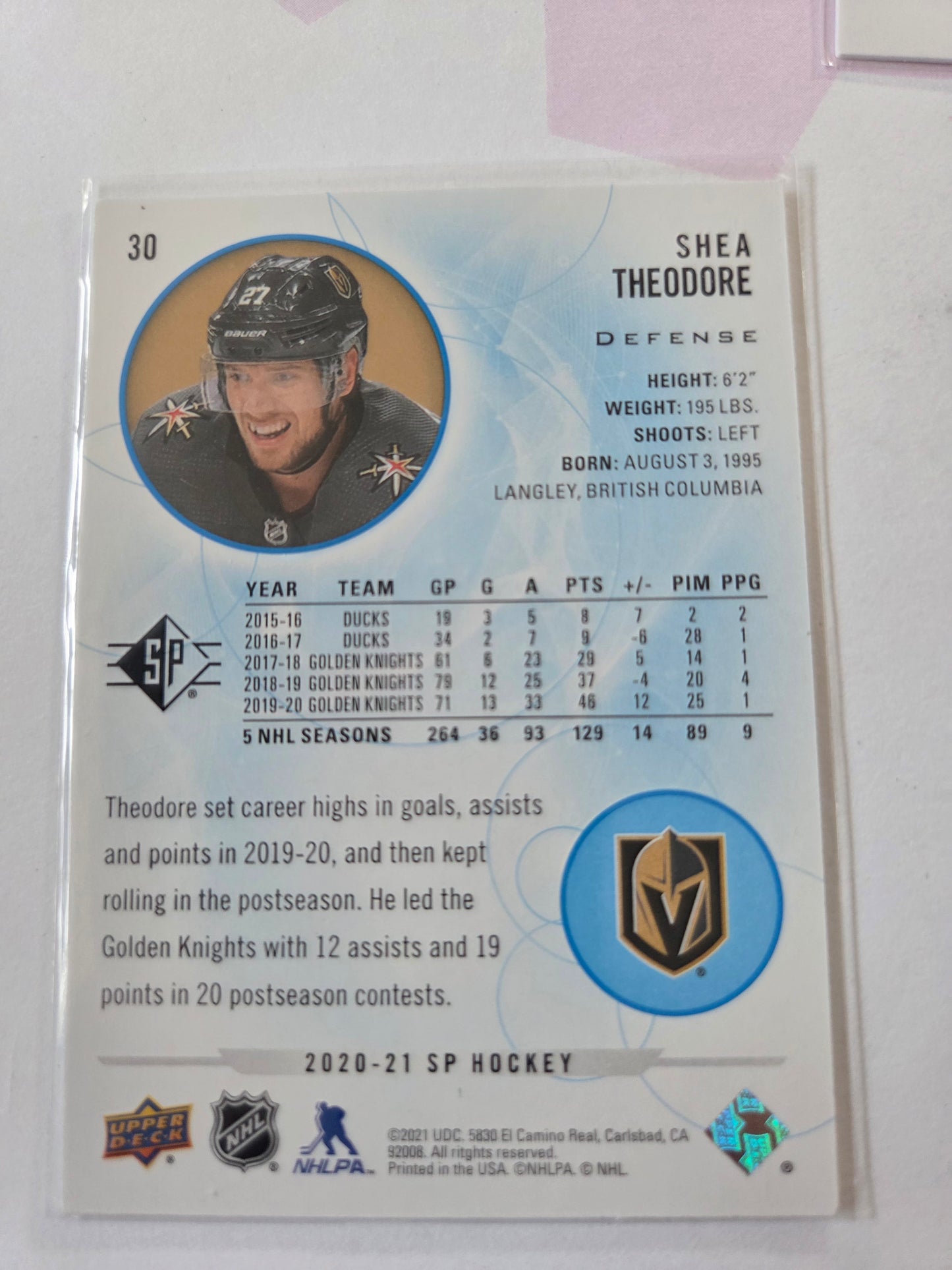 Shea Theodore Blue SP Hockey #30 [Las Vegas Golden Knights]