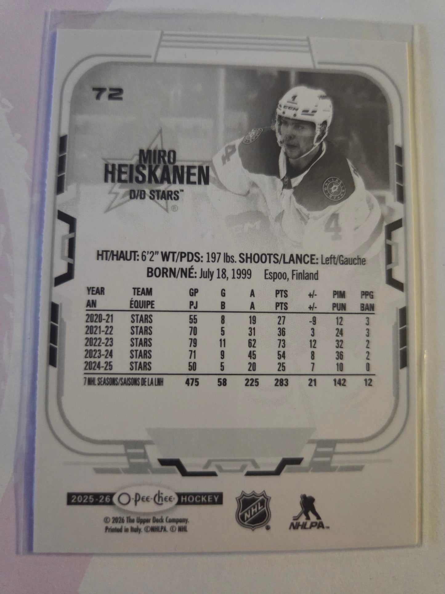Miro Heiskanen O-Pee-Chee Hockey #72 [Dallas Stars]