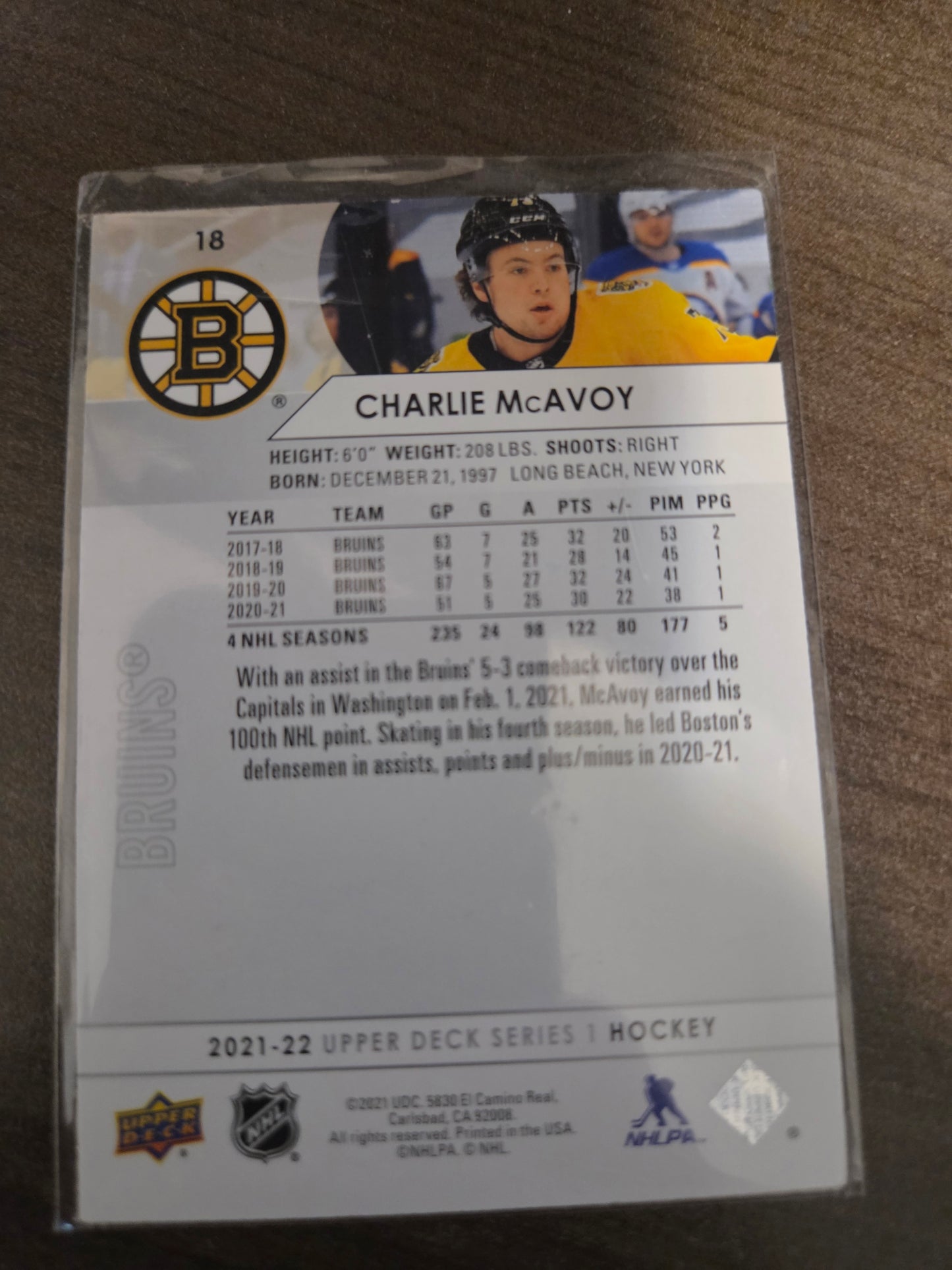 Charlie McAvoy Upper Deck Series 1 #18 [Boston Bruins]