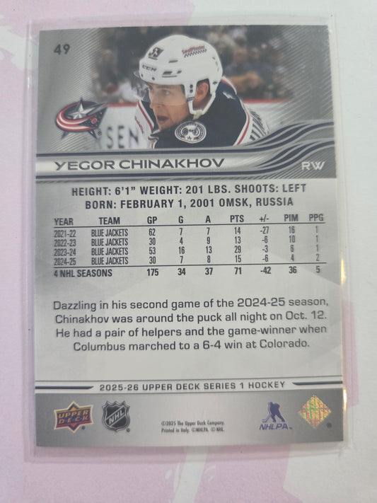 Yegor Chinakhov Upper Deck Series 1 #49 [Columbus Blue Jackets]
