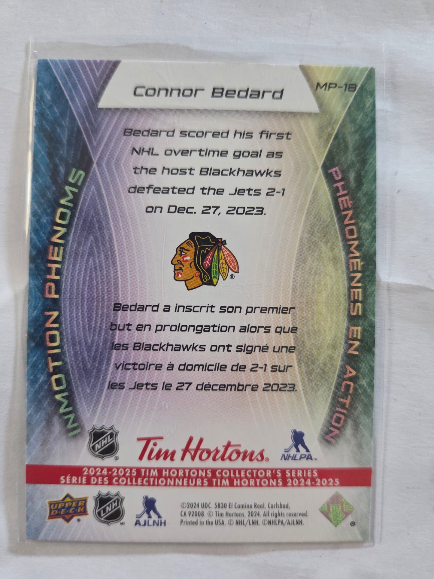 Connor Bedard Upper Deck Inmotion Phenoms [Chicago Blackhawks]