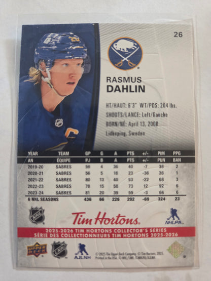 Rasmus Dahlin Upper Deck Tim Hortons #26 [Buffalo Sabres]