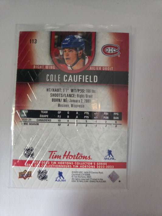 Cole Caufield Upper Deck Tim Hortons #113 [Montreal Canadians]
