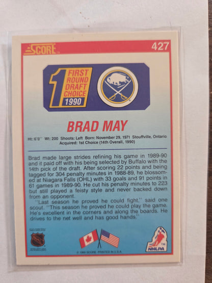 Brad May Score 1990 First Round Draft Pick #427 [Buffalo Sabres]