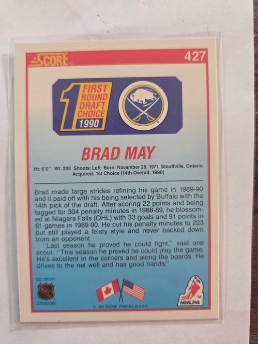 Brad May Score 1990 First Round Draft Pick #427 [Buffalo Sabres]