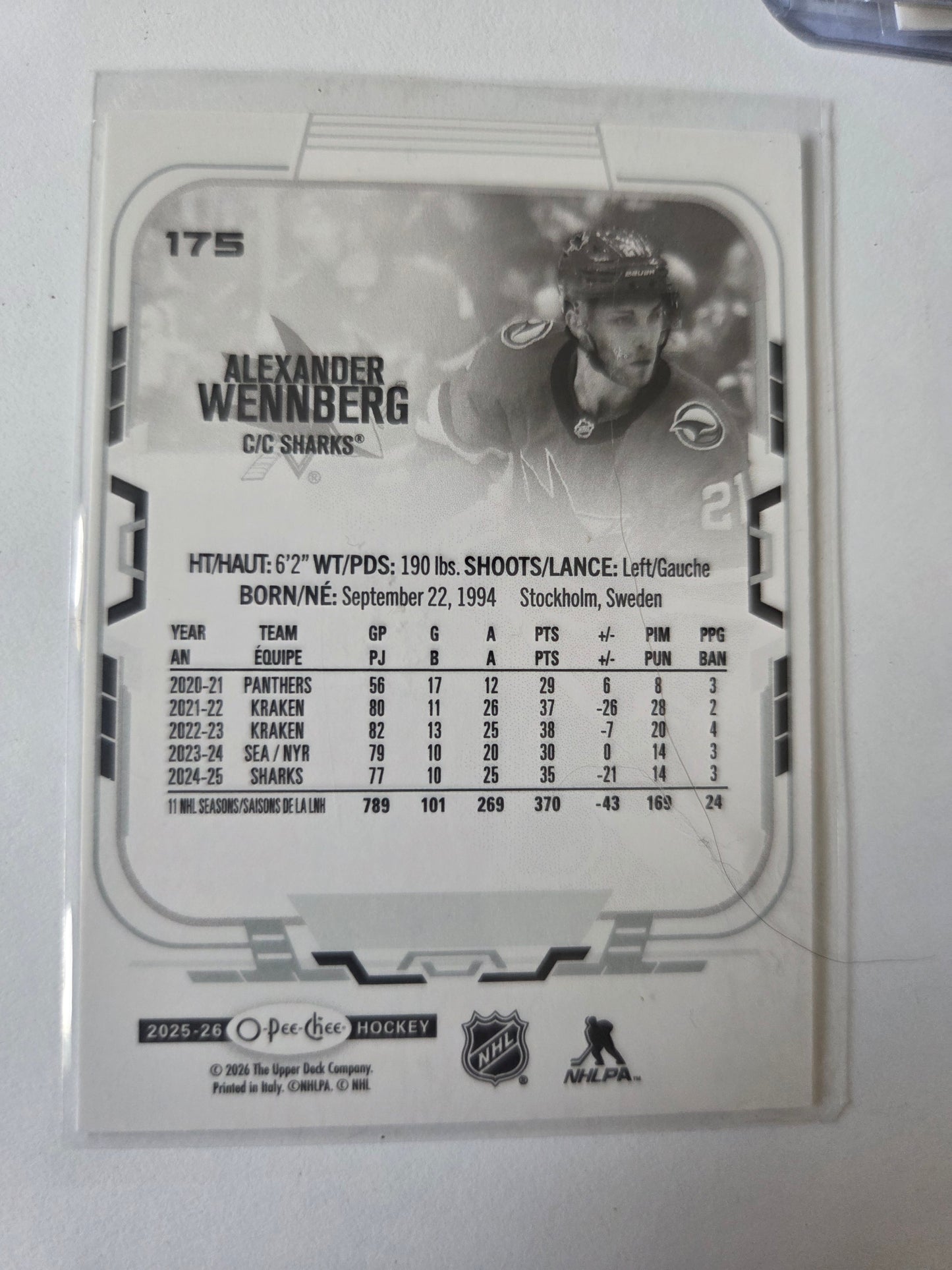 Alexander Wennberg O-Pee-Chee Hockey #175 [San Jose Sharks]