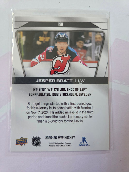 Jesper Bratt Upper Deck MVP Hockey #190 [New Jersey Devils]
