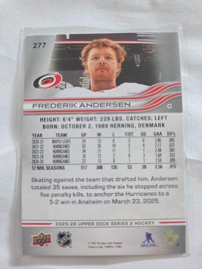 Frederik Andersen Upper Deck Series 2 #277 [Carolina Hurricanes]