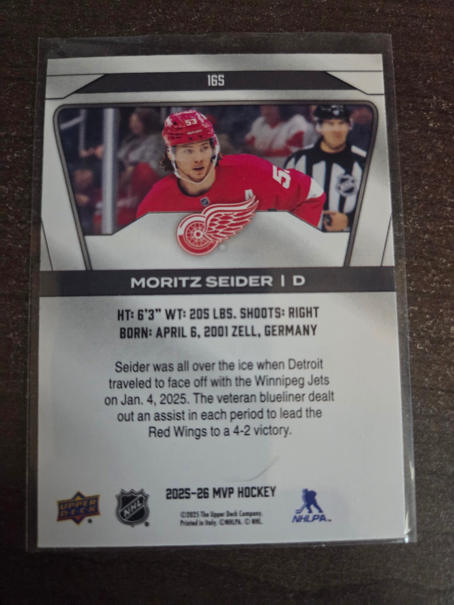 Moritz Seider Upper Deck MVP Hockey #165 [Detroit Red Wings]