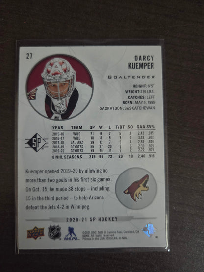Darcy Kuemper Upper Deck SP Hockey #27 [Arizona Phoenix Coyotes]