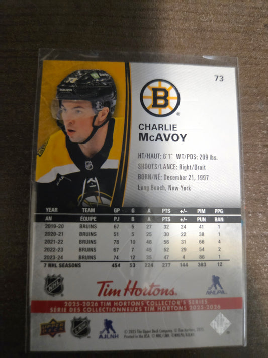 Charlie McAvoy Tim Hortons Upper Deck #73 [Boston Bruins]