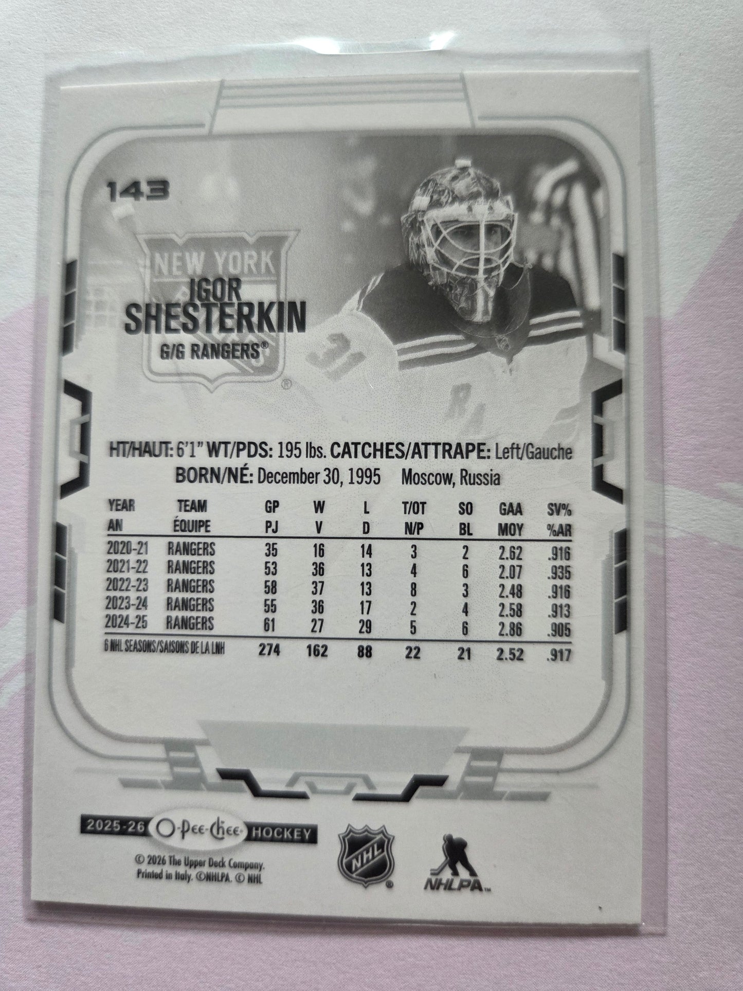 Igor Shesterkin O-Pee-Chee Hockey #143 [New York Rangers]