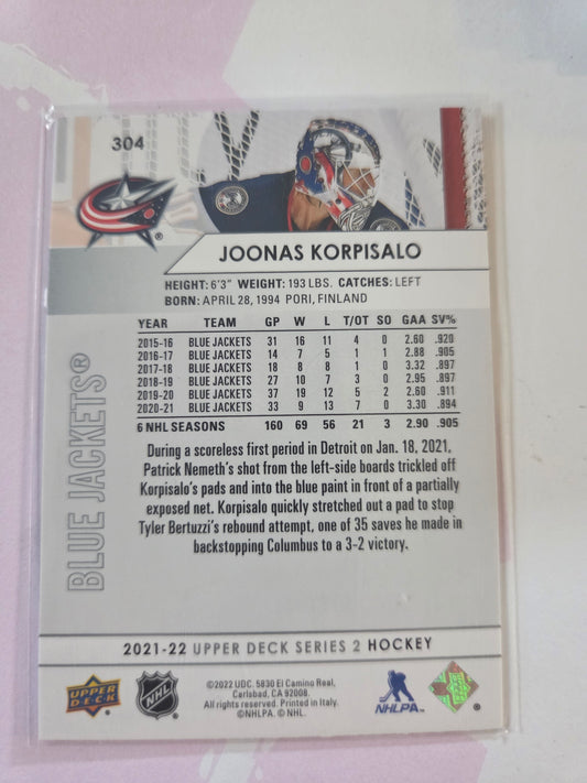 Joonas Korpisalo Upper Deck Series 2 #304 [Columbus Blue Jackets]
