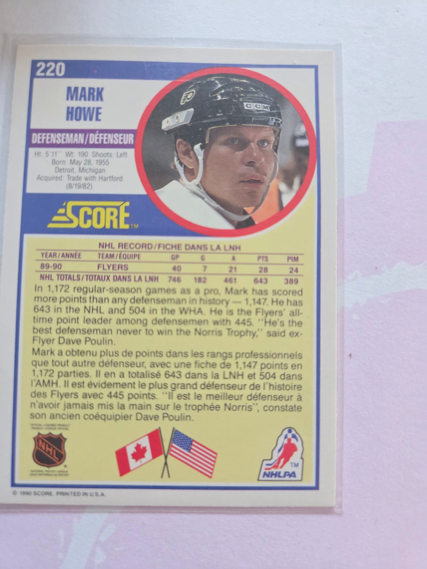 Mark Howe NHL Score #220 [Philadelphia Flyers]
