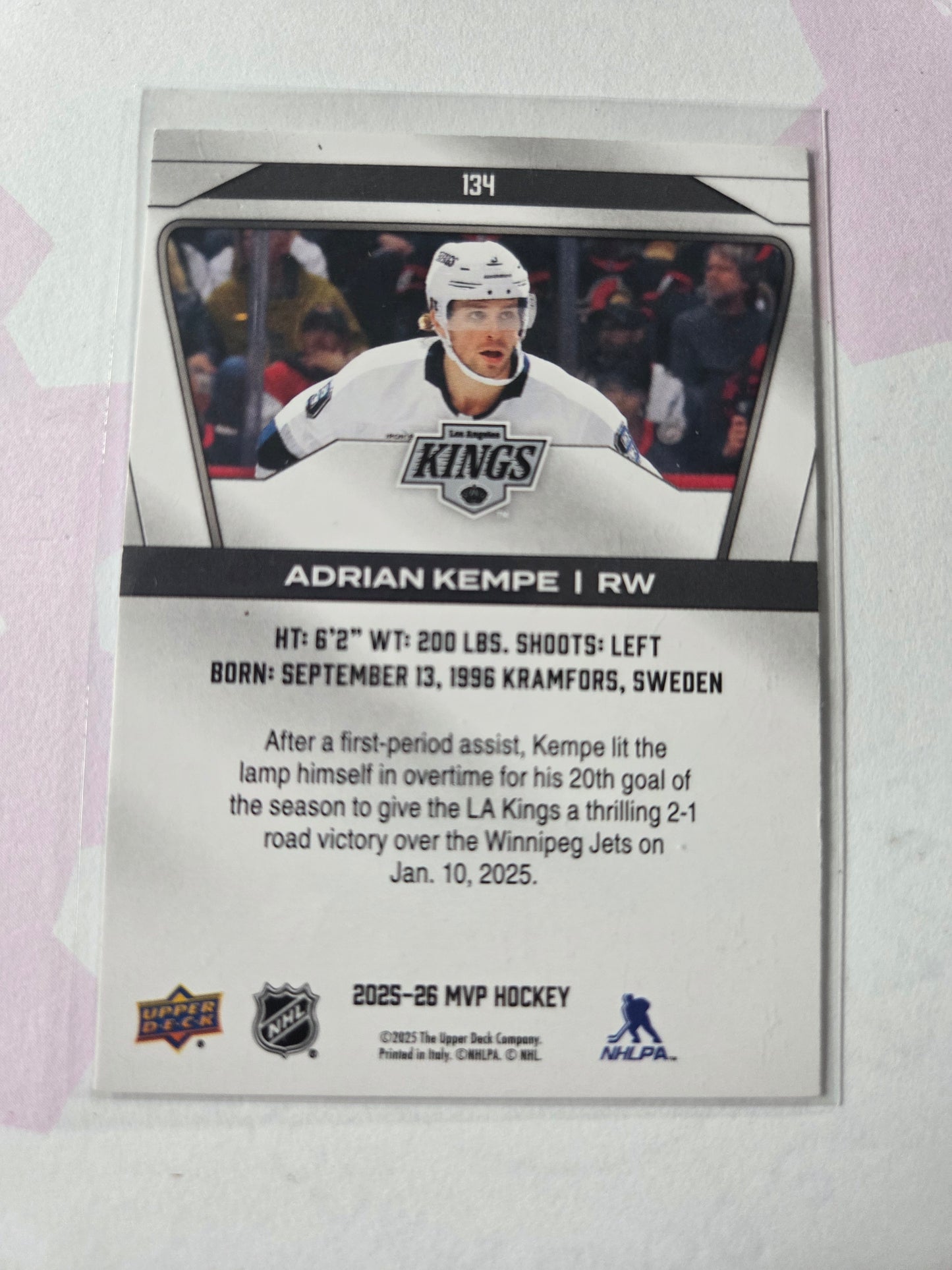 Adrian Kempe Upper Deck MVP Hockey #134 [Los Angeles Kings]