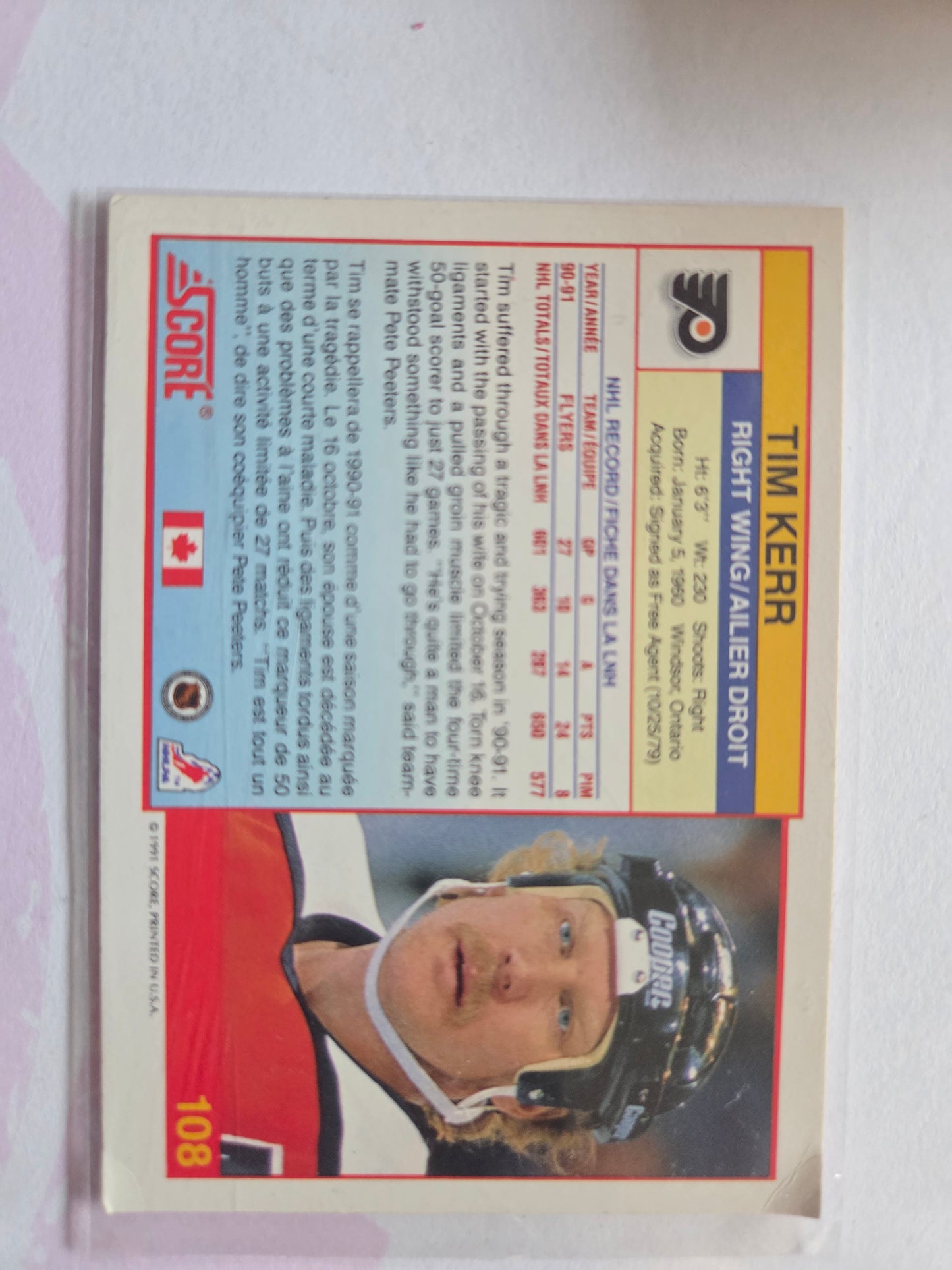 Tim Kerr NHL Score #108 [Philadelphia Flyers]
