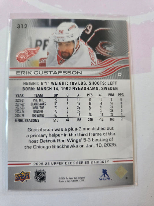Erik Gustafsson Upper Deck Series 2 #312 [Detroit Red Wings]