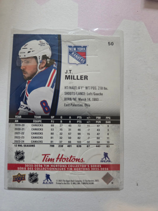 J.T. Miller Upper Deck Tim Hortons #50 [New York Rangers]