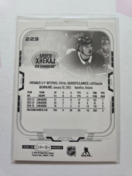 Arber Xhekaj O-Pee-Chee Hockey #223 [Montreal Canadians]