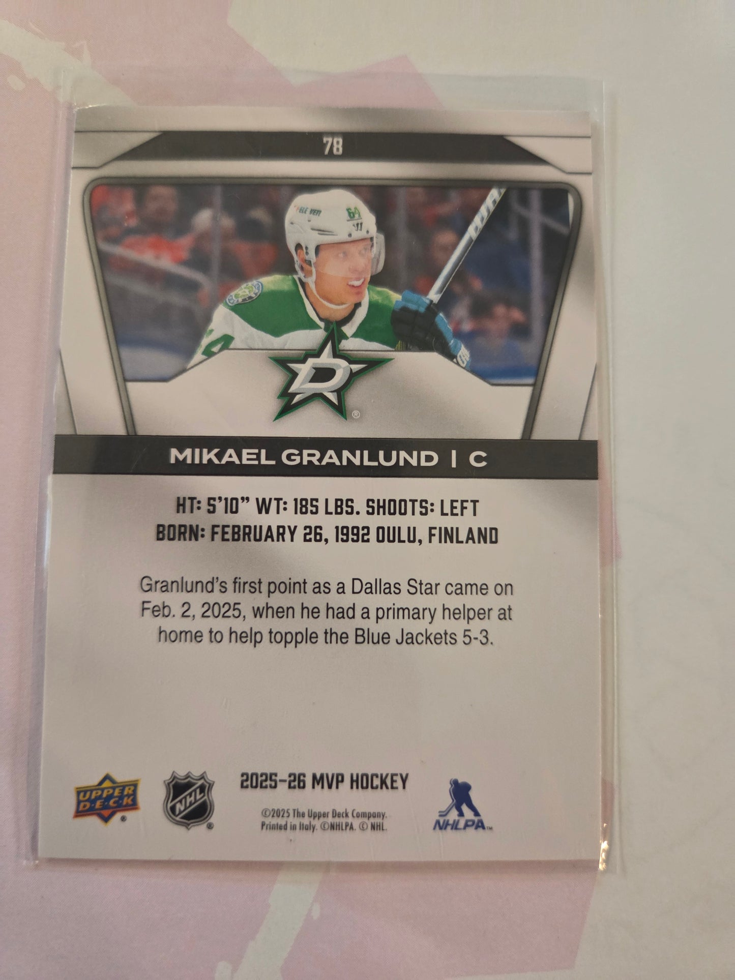 Mikael Granlund Upper Deck MVP Hockey #78 [Dallas Stars]