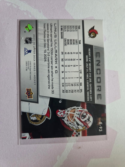 Linus Ullmark Upper Deck Series 1 Hockey Encore [Ottawa Senators]
