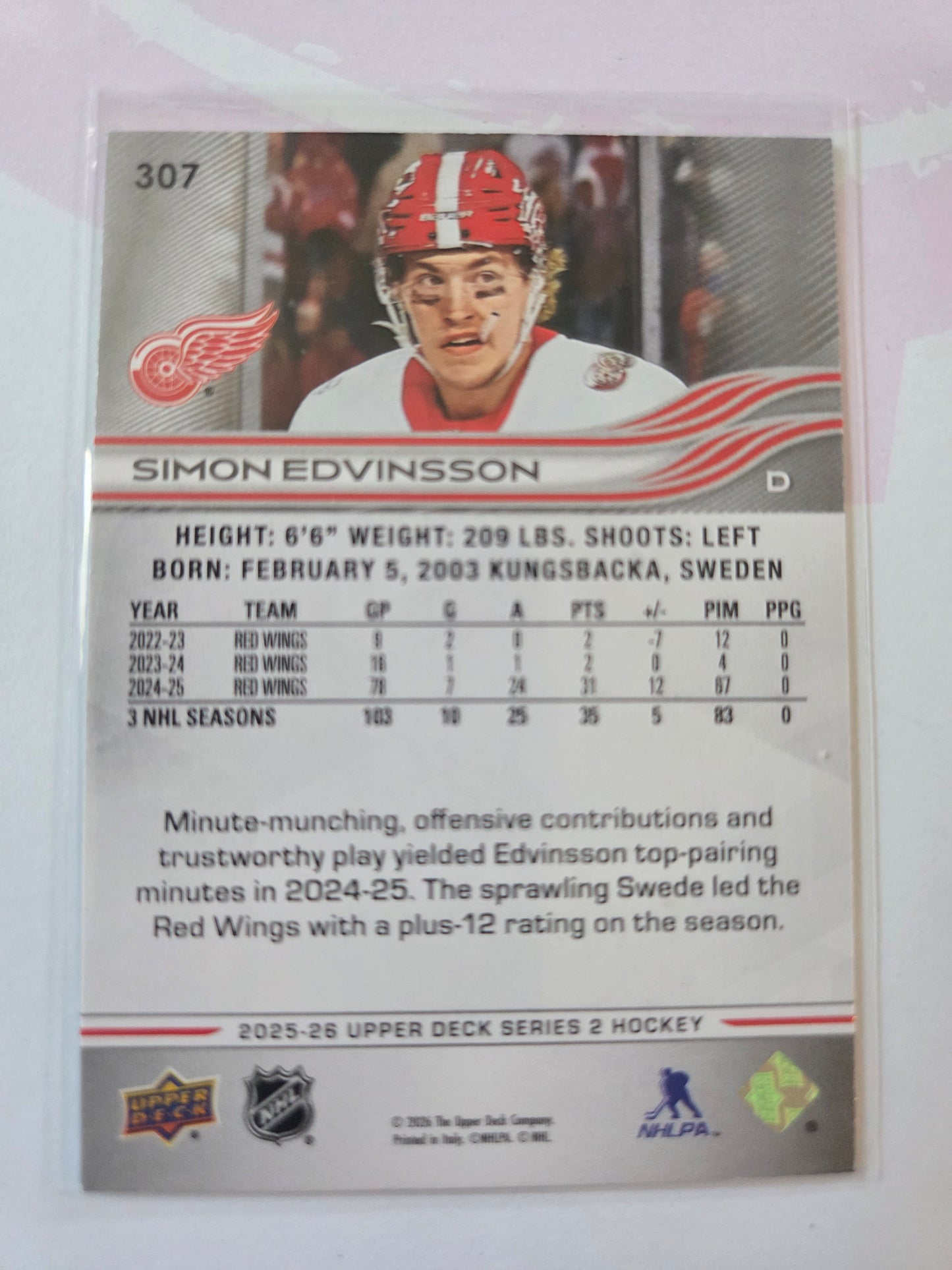 Simon Edvinsson Upper Deck Series 2 #307 [Detroit Red Wings]