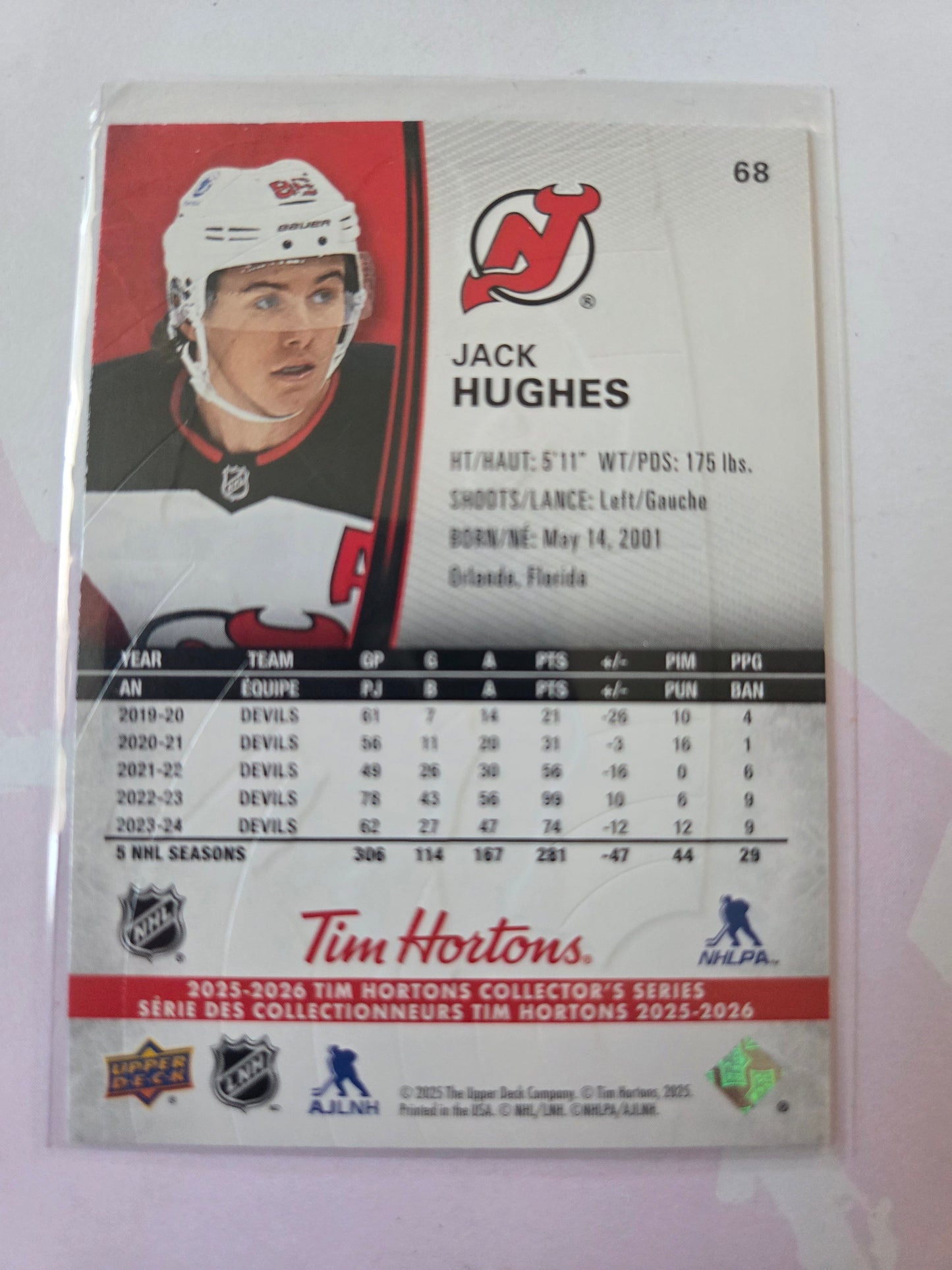 Jack Hughes Upper Deck Tim Hortons #68 [New Jersey Devils]
