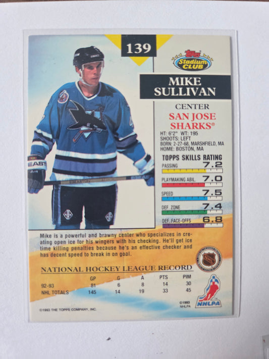 Mike Sullivan Topps Stadium Club #139 [San Jose Sharks]