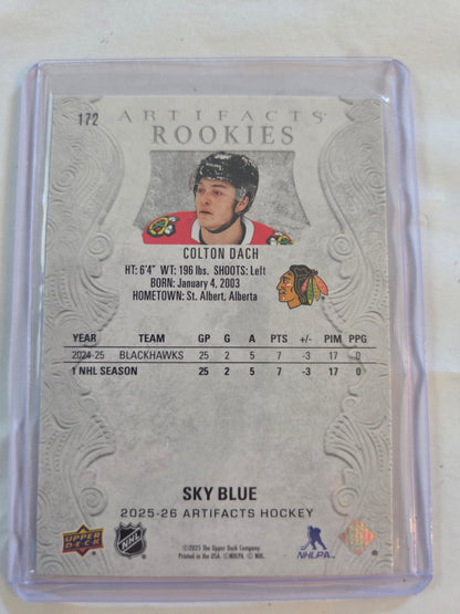 Colton Dach Sky Blue Artifacts Hockey Artifacts Rookies #172 [Chicago Blackhawks]