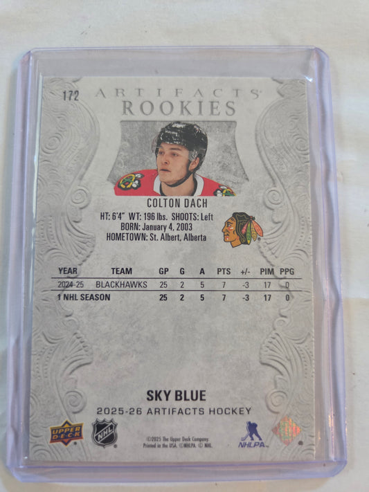Colton Dach Sky Blue Artifacts Hockey Artifacts Rookies #172 [Chicago Blackhawks]