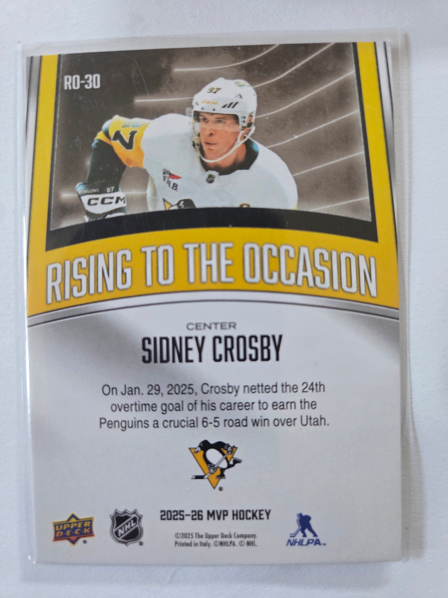 Sidney Crosby Upper Deck MVP Hockey Rising to the Occasion [Pittsburgh Penguins]